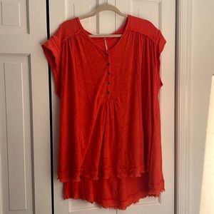 Free People side slit over sized top